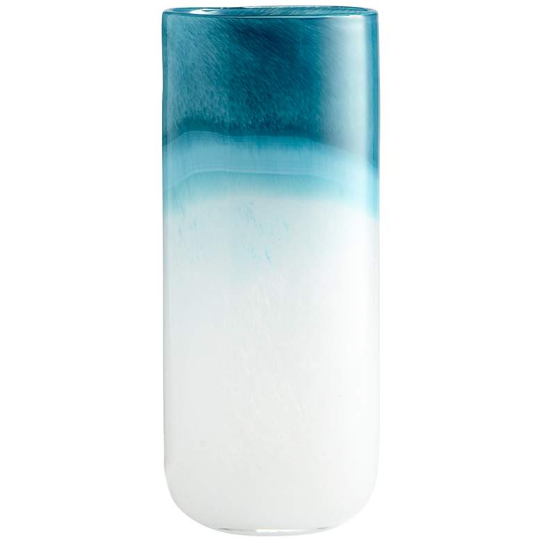 Image 1 Large Turquoise Cloud 13 1/2" High Glass Vase