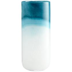 Large Turquoise Cloud 13 1/2&quot; High Glass Vase