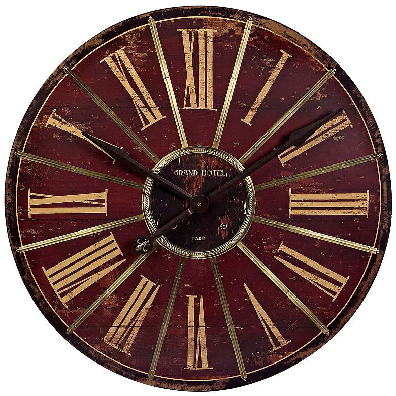 Image 1 Large Weathered 29 1/4 inch Round Red Wall Clock