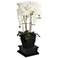 Large White Faux Orchid With Square Black Riser