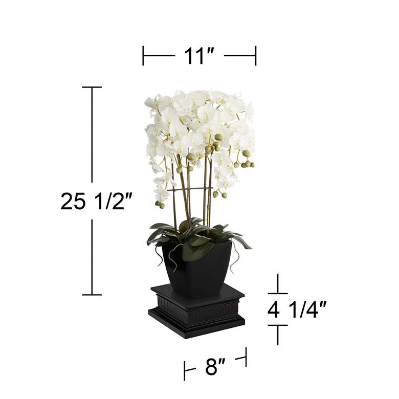 Image 6 Large White Faux Orchid With Square Black Riser more views