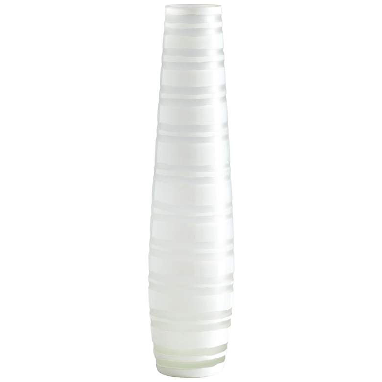 Image 1 Large White Matte Stripe Glass 23 1/2 inch High Vase