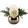Large White Peonies 16" Wide Faux Flowers in Glass Bowl