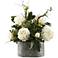 Large White Peonies 23" High Faux Flowers in Oval Planter
