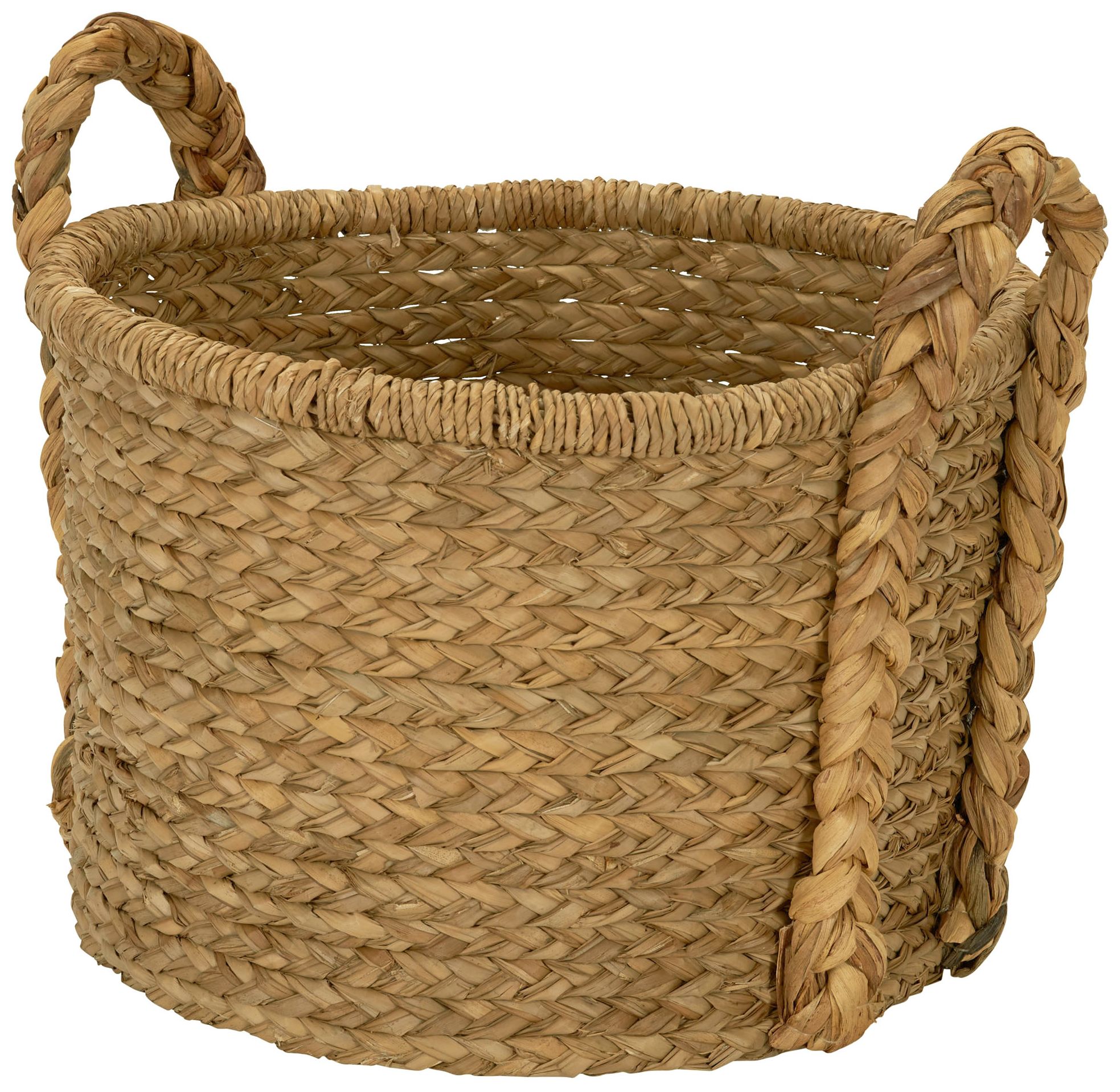 Image 2 Large Wicker Storage Floor Basket, Braided Handles, Classic Spiral Design
