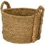 2_Large Wicker Storage Floor Basket, Braided Handles, Classic Spiral Design