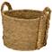 Large Wicker Storage Floor Basket, Braided Handles, Classic Spiral Design