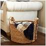 1_Large Wicker Storage Floor Basket, Braided Handles, Classic Spiral Design