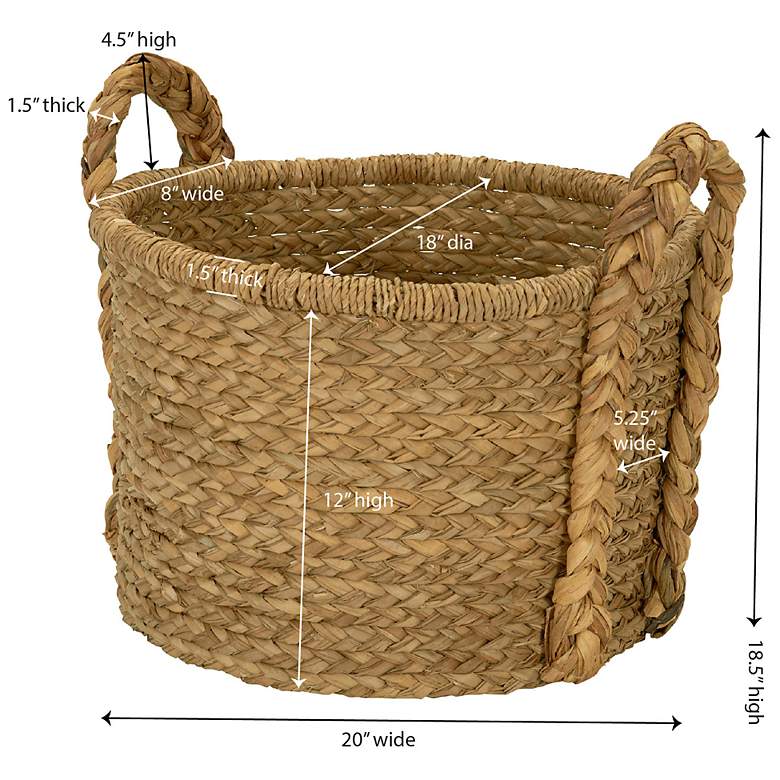 Image 3 Large Wicker Storage Floor Basket, Braided Handles, Classic Spiral Design more views
