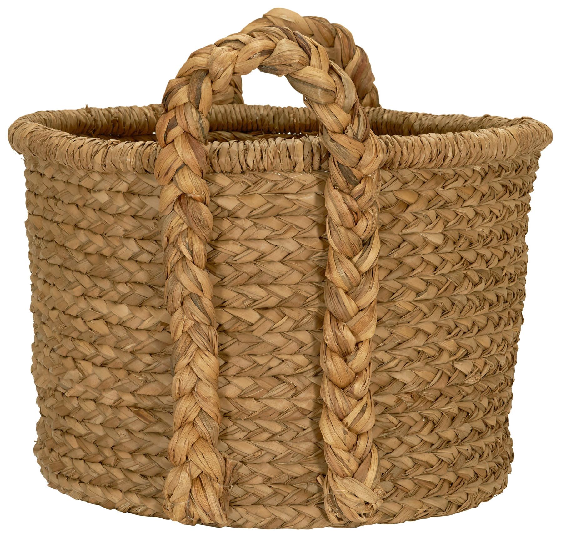 Image 4 Large Wicker Storage Floor Basket, Braided Handles, Classic Spiral Design more views