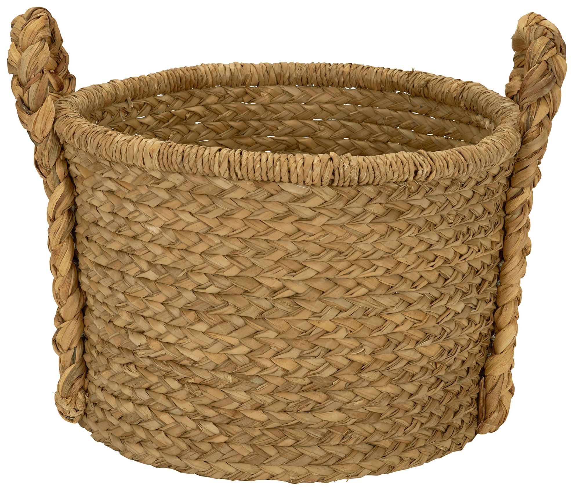 Image 5 Large Wicker Storage Floor Basket, Braided Handles, Classic Spiral Design more views