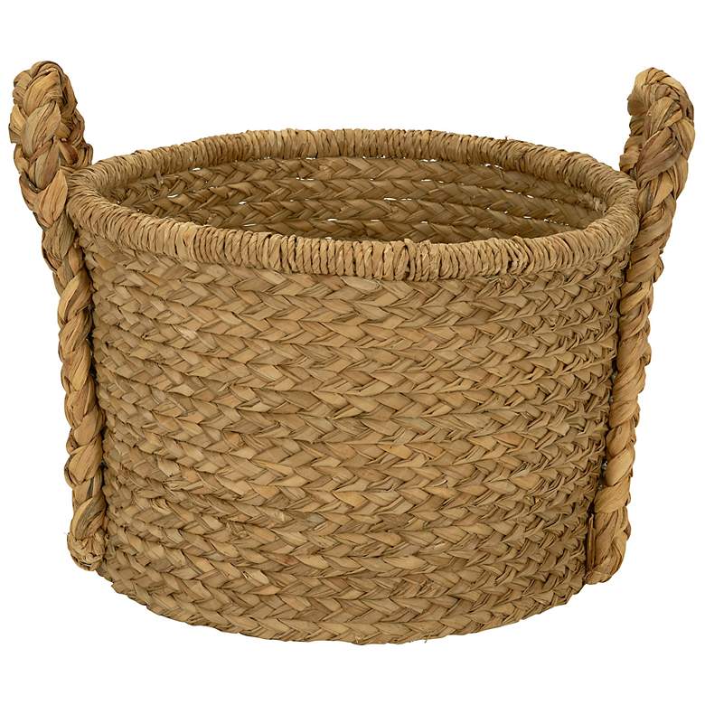 Image 5 Large Wicker Storage Floor Basket, Braided Handles, Classic Spiral Design more views