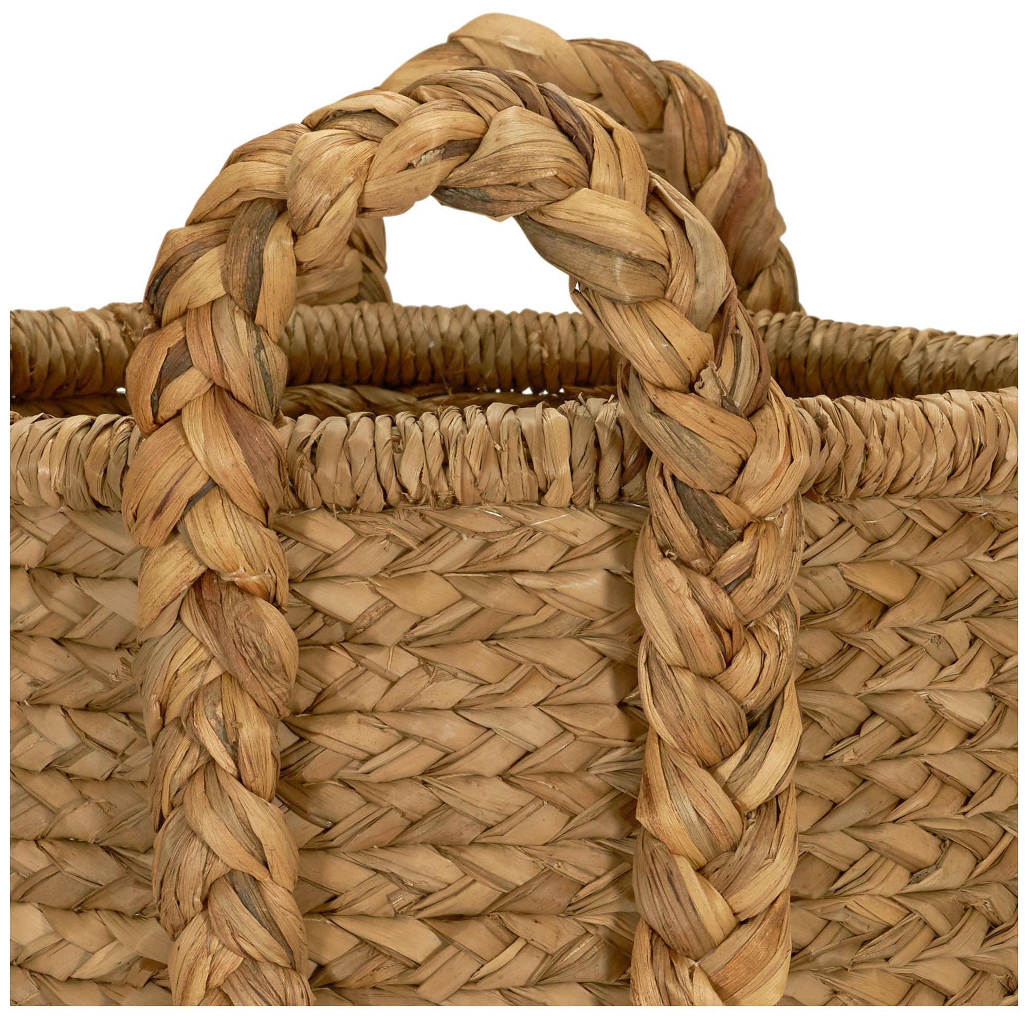Image 7 Large Wicker Storage Floor Basket, Braided Handles, Classic Spiral Design more views