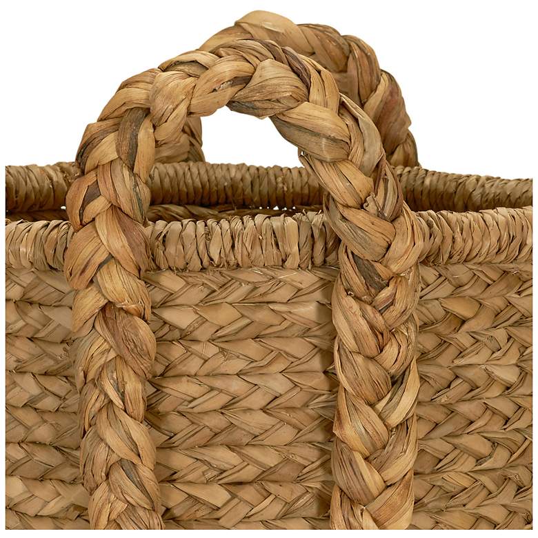 Image 7 Large Wicker Storage Floor Basket, Braided Handles, Classic Spiral Design more views