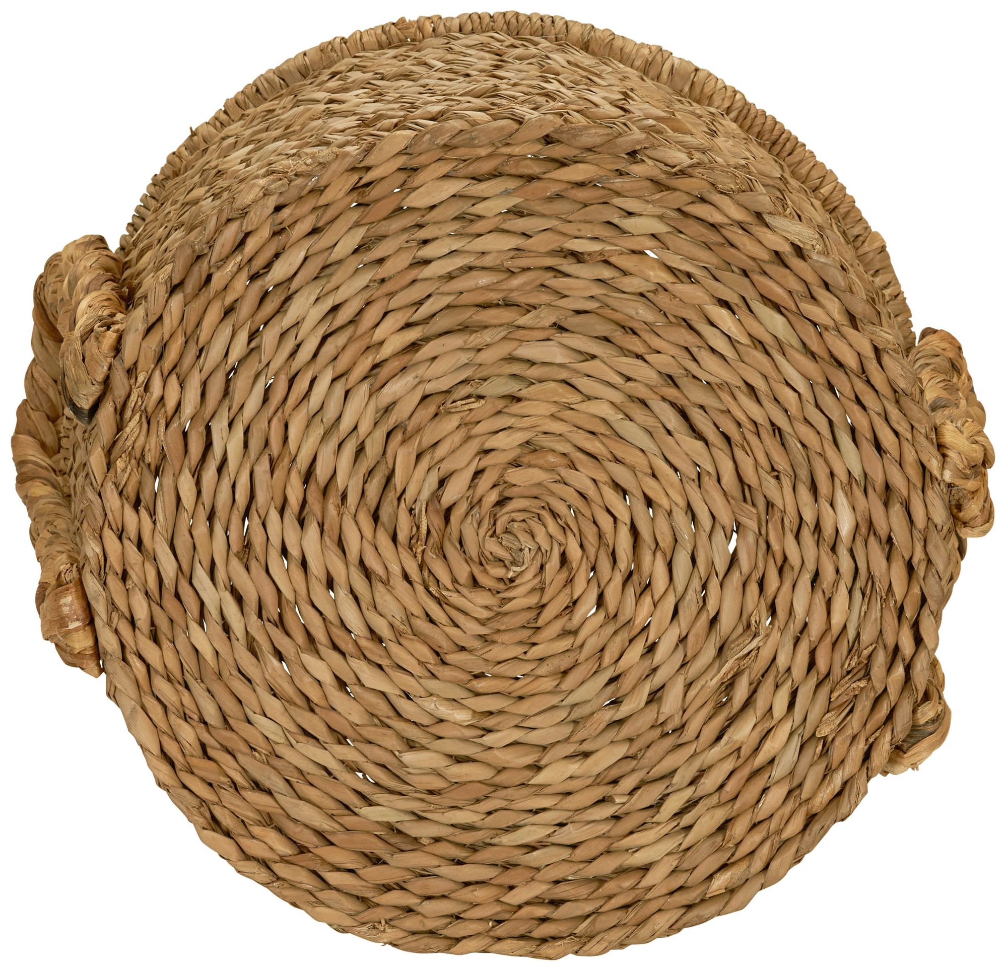 Large Wicker Storage Floor Basket, Braided Handles, Classic Spiral Design