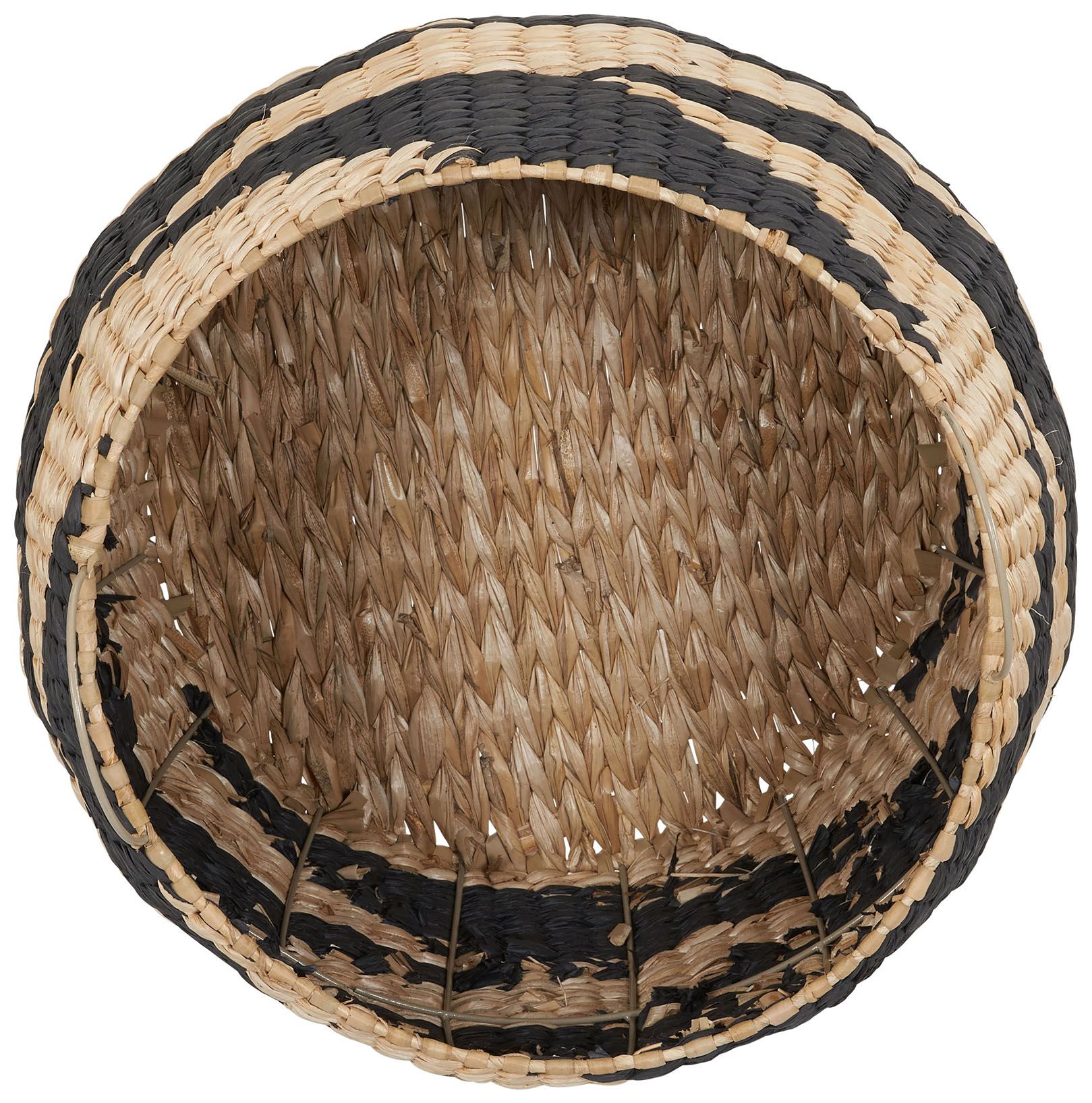 Image 5 Large Woven Basket, Round Decorative Basket with Handles, Black and Natural more views