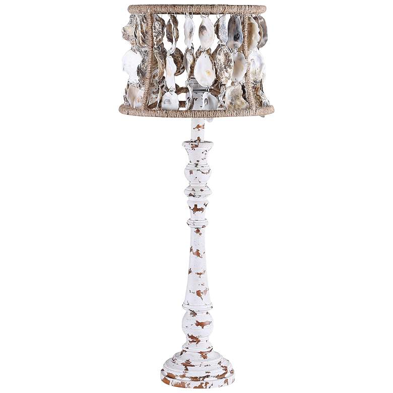 Image 1 Largo Distressed Ivory Table Lamp with Shell Shade