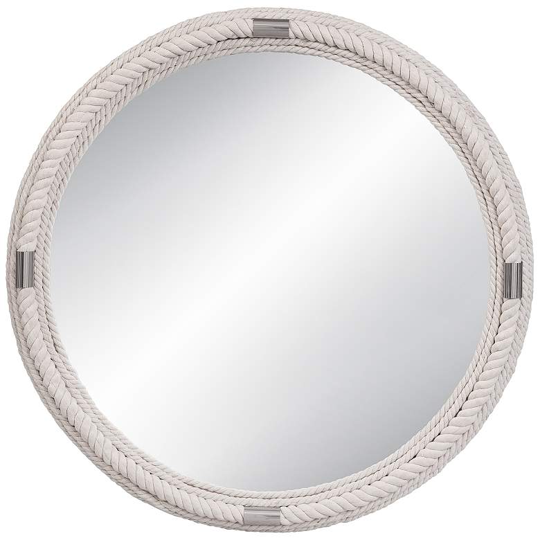Image 1 Largo White Braided Rope 36 inch Round Wall Mirror