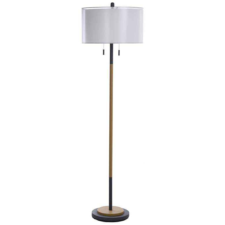 Image 1 Lari - Dual Finish Floor Lamp - Industrial Black, Wood Finish
