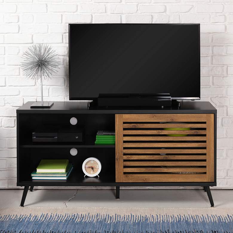 Image 1 Larisa 52" Wide Black and Barnwood 1-Door TV Stand