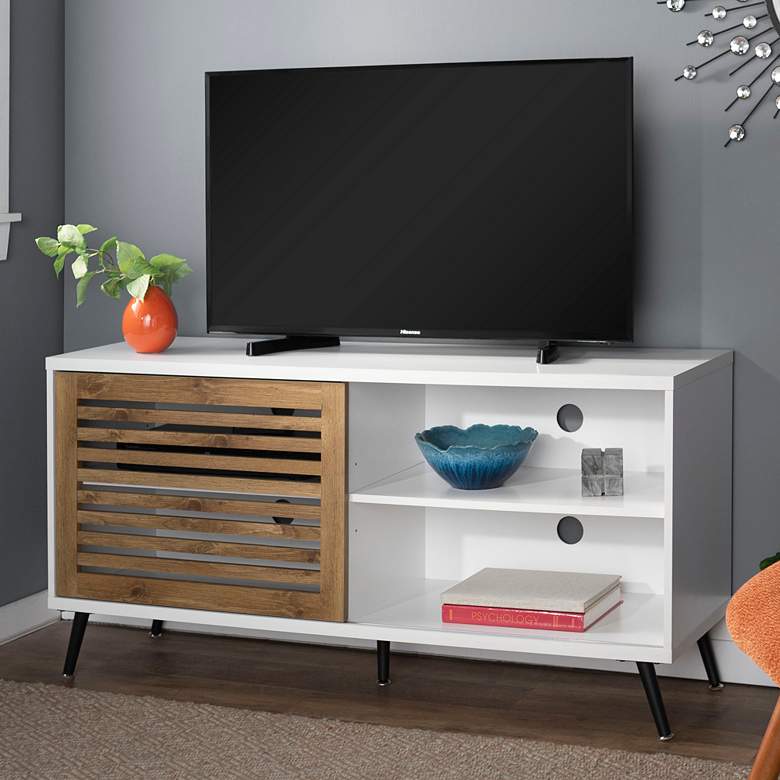 Image 1 Larisa 52" Wide White and Barnwood 1-Door TV Stand