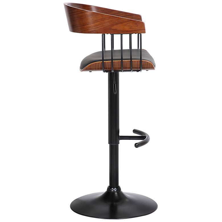 Image 4 Larisa Adjustable Bar Stool in Walnut Wood and Black Faux Leather more views