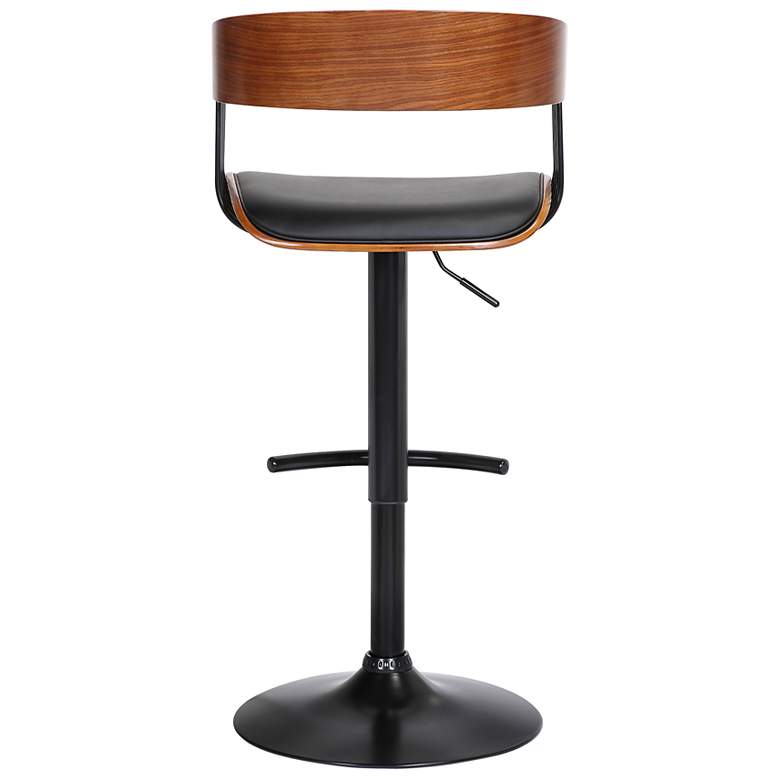 Image 6 Larisa Adjustable Bar Stool in Walnut Wood and Black Faux Leather more views