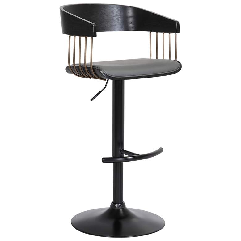 Image 1 Larisa Adjustable Barstool in Black Wood, Golden Bronze, Grey Faux Leather