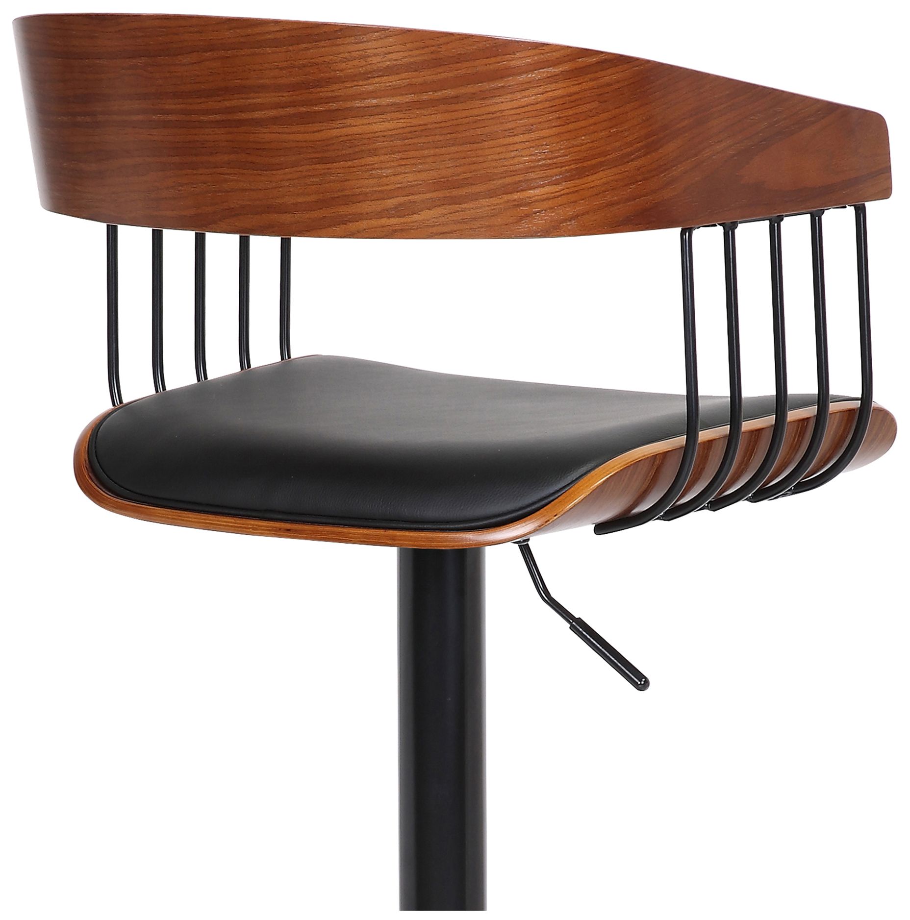 Larisa Black Faux Leather Adjustable Swivel Bar Stool