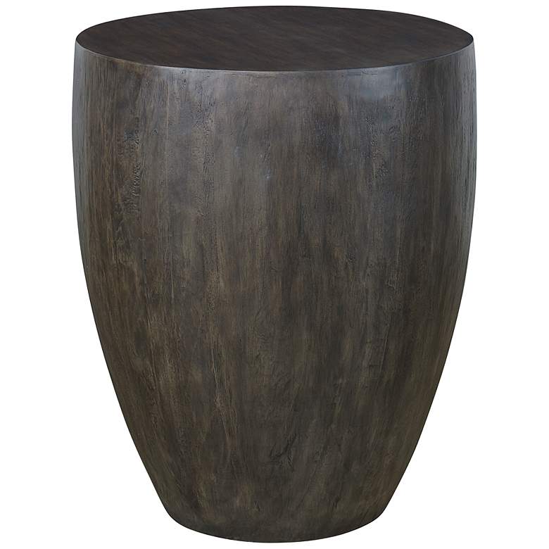 Image 2 Lark 20 inch Wide Textured Aged Walnut Wood Round End Table
