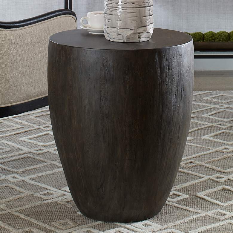 Image 1 Lark 20" Wide Textured Aged Walnut Wood Round End Table