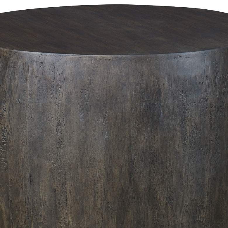 Image 2 Lark 20 inch Wide Textured Aged Walnut Wood Round End Table more views