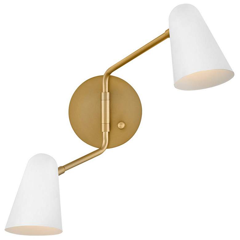 Image 1 LARK BIRDIE Two Light Sconce Lacquered Brass with Matte White accents