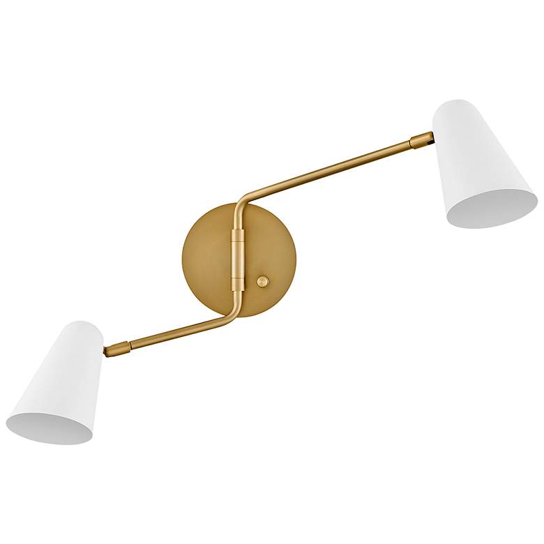 Image 3 LARK BIRDIE Two Light Sconce Lacquered Brass with Matte White accents more views