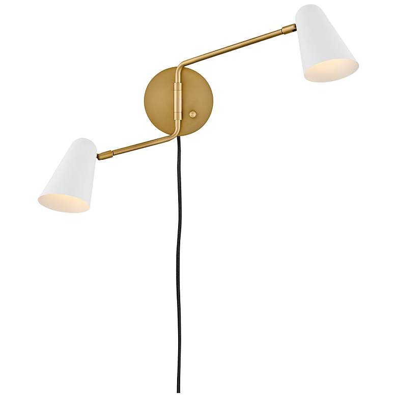 Image 4 LARK BIRDIE Two Light Sconce Lacquered Brass with Matte White accents more views