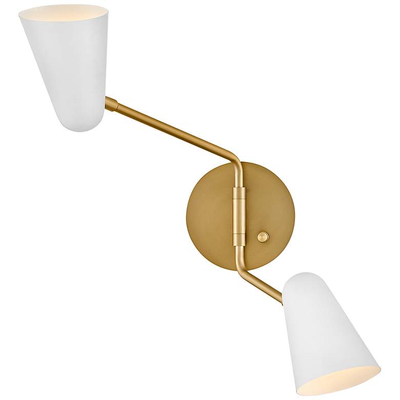 Image 5 LARK BIRDIE Two Light Sconce Lacquered Brass with Matte White accents more views