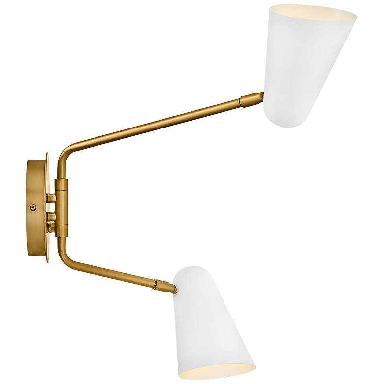 Image 6 LARK BIRDIE Two Light Sconce Lacquered Brass with Matte White accents more views