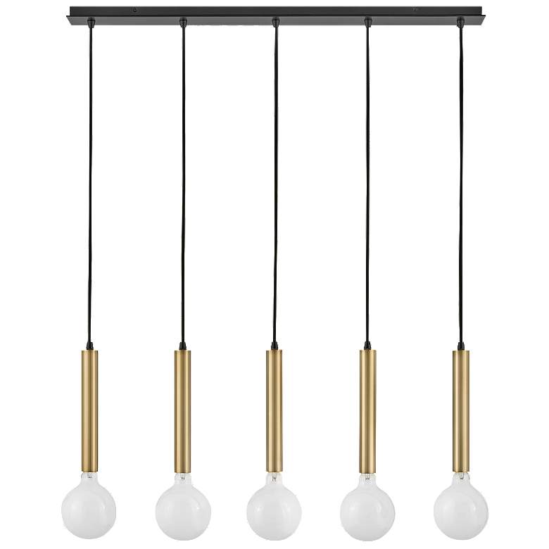 Image 1 Lark-Bobbie Chandelier-Five Light Linear-Lacquered Brass-Black