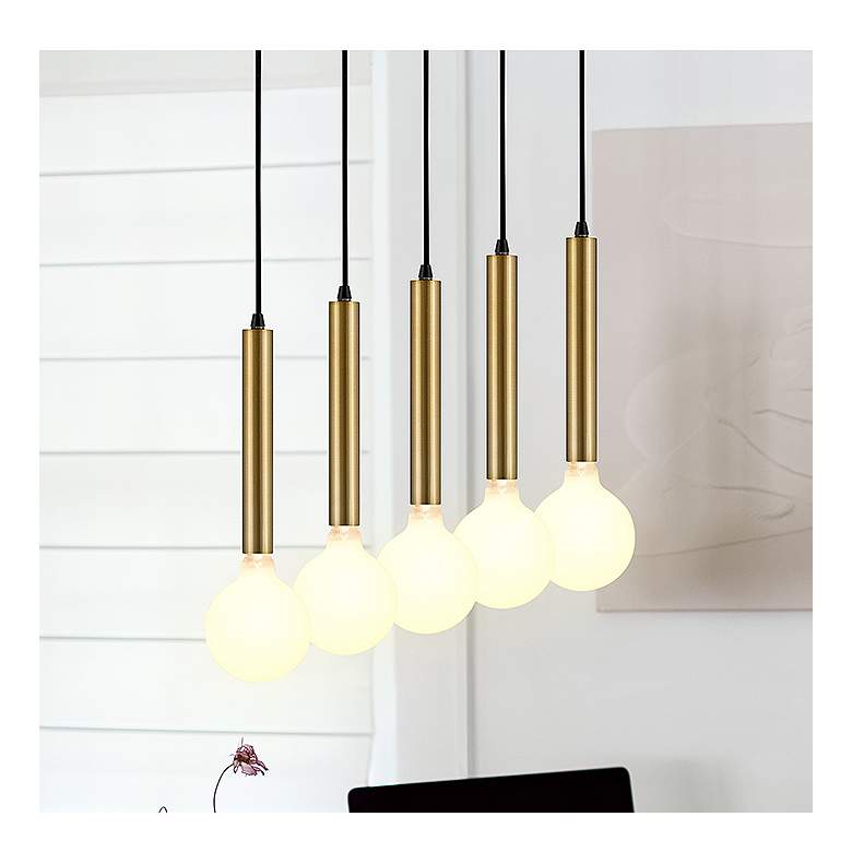 Image 1 Lark-Bobbie Chandelier-Five Light Linear-Lacquered Brass-Black