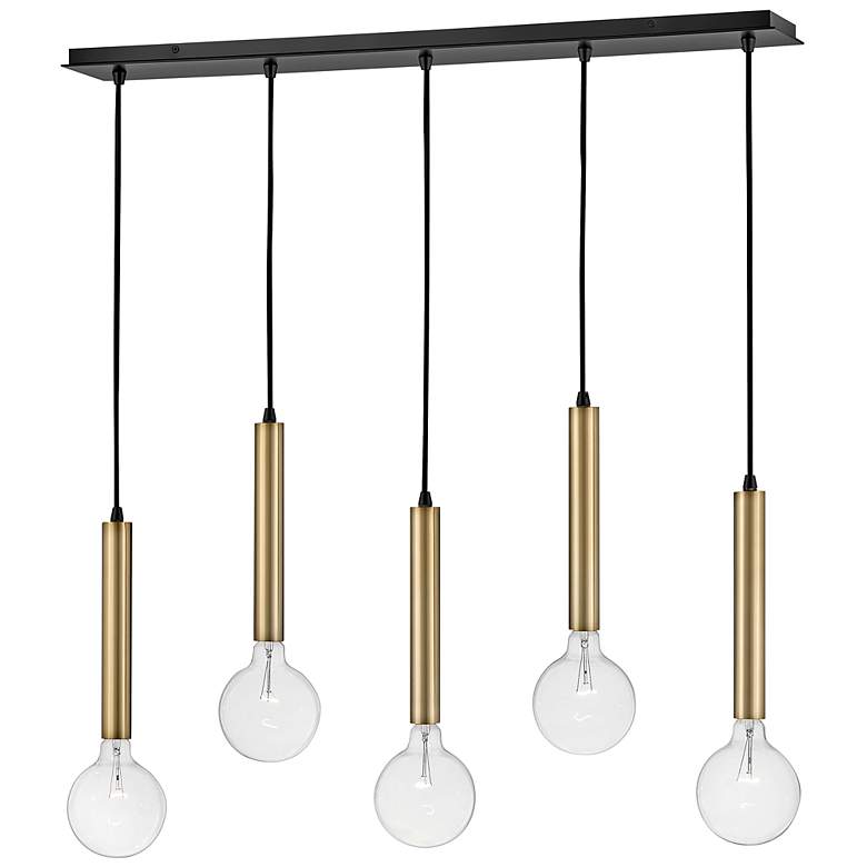 Image 3 Lark-Bobbie Chandelier-Five Light Linear-Lacquered Brass-Black more views