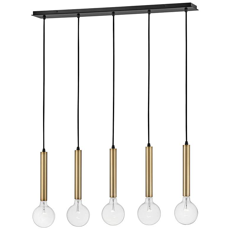 Image 4 Lark-Bobbie Chandelier-Five Light Linear-Lacquered Brass-Black more views