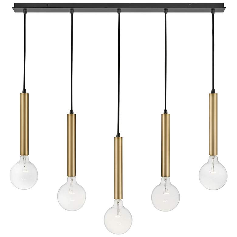 Image 5 Lark-Bobbie Chandelier-Five Light Linear-Lacquered Brass-Black more views