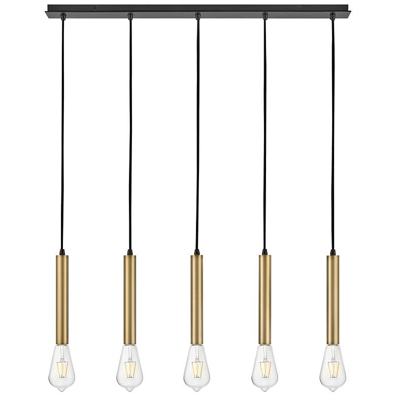 Image 7 Lark-Bobbie Chandelier-Five Light Linear-Lacquered Brass-Black more views