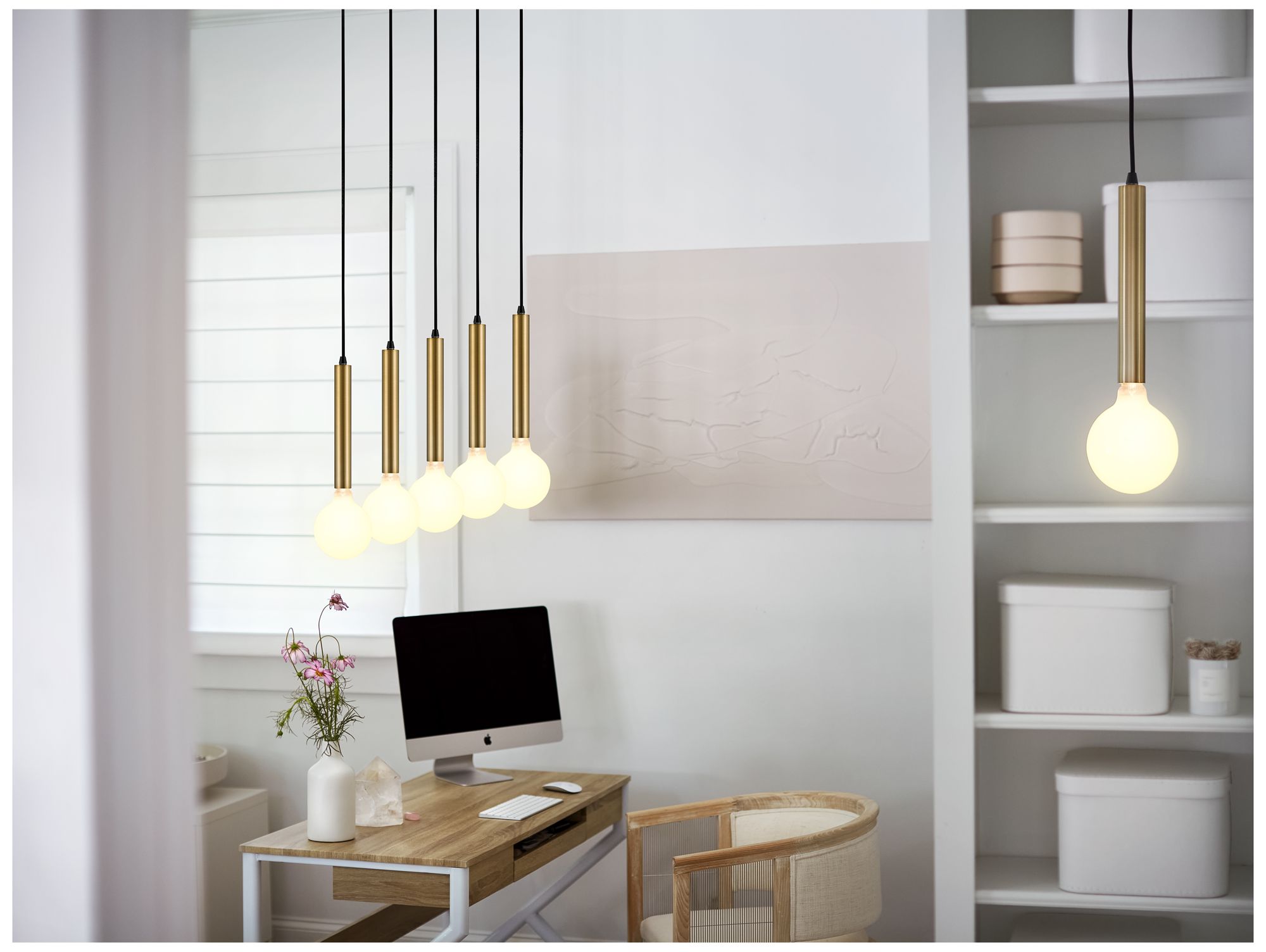 Lark-Bobbie Chandelier-Five Light Linear-Lacquered Brass-Black