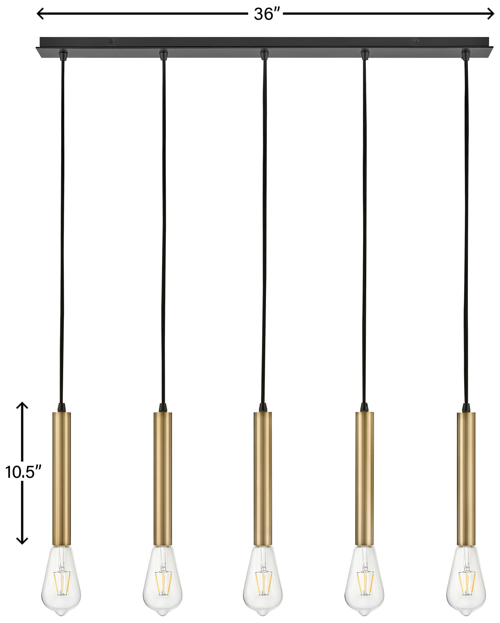 Lark-Bobbie Chandelier-Five Light Linear-Lacquered Brass-Black