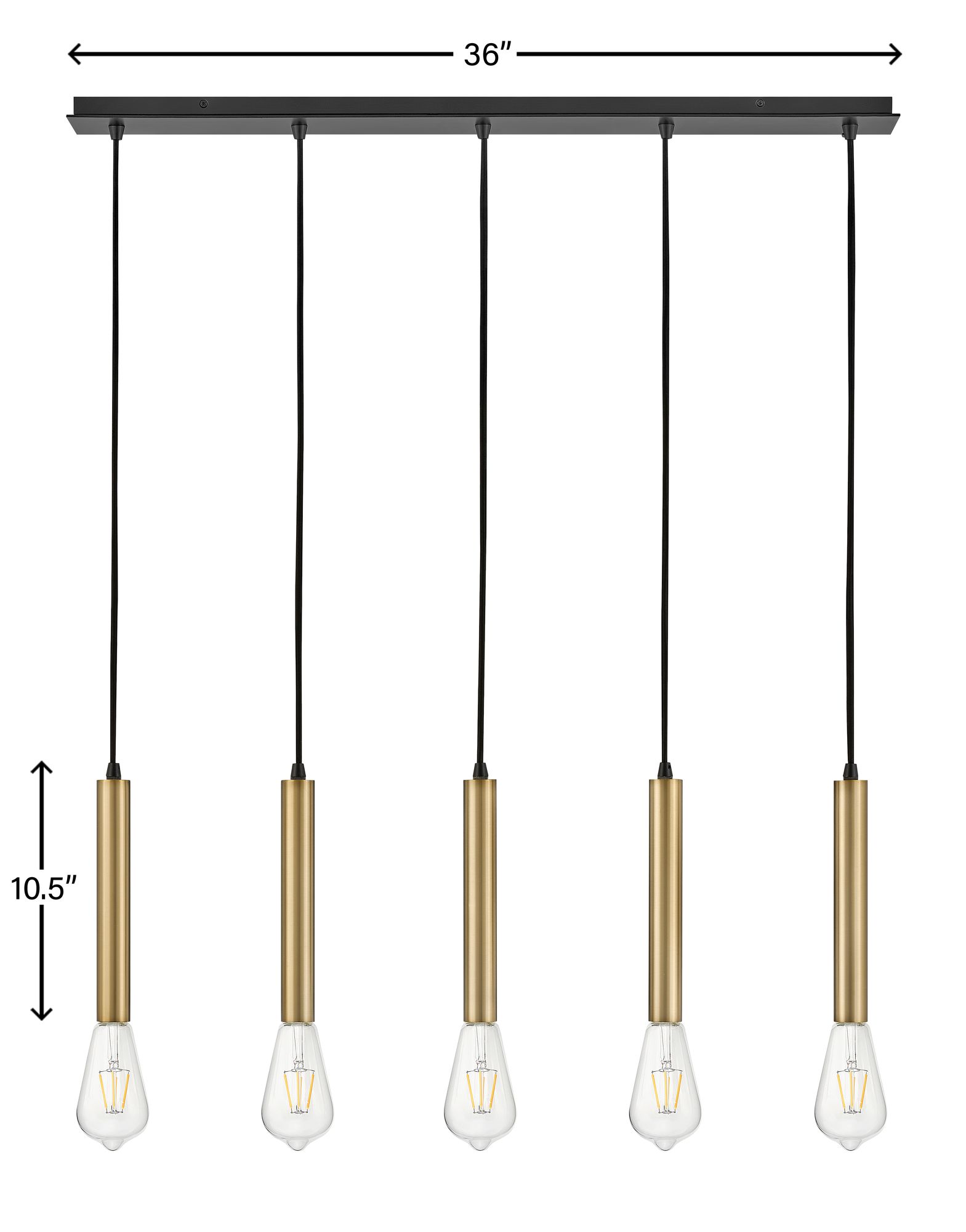 Lark-Bobbie Chandelier-Five Light Linear-Lacquered Brass-Black