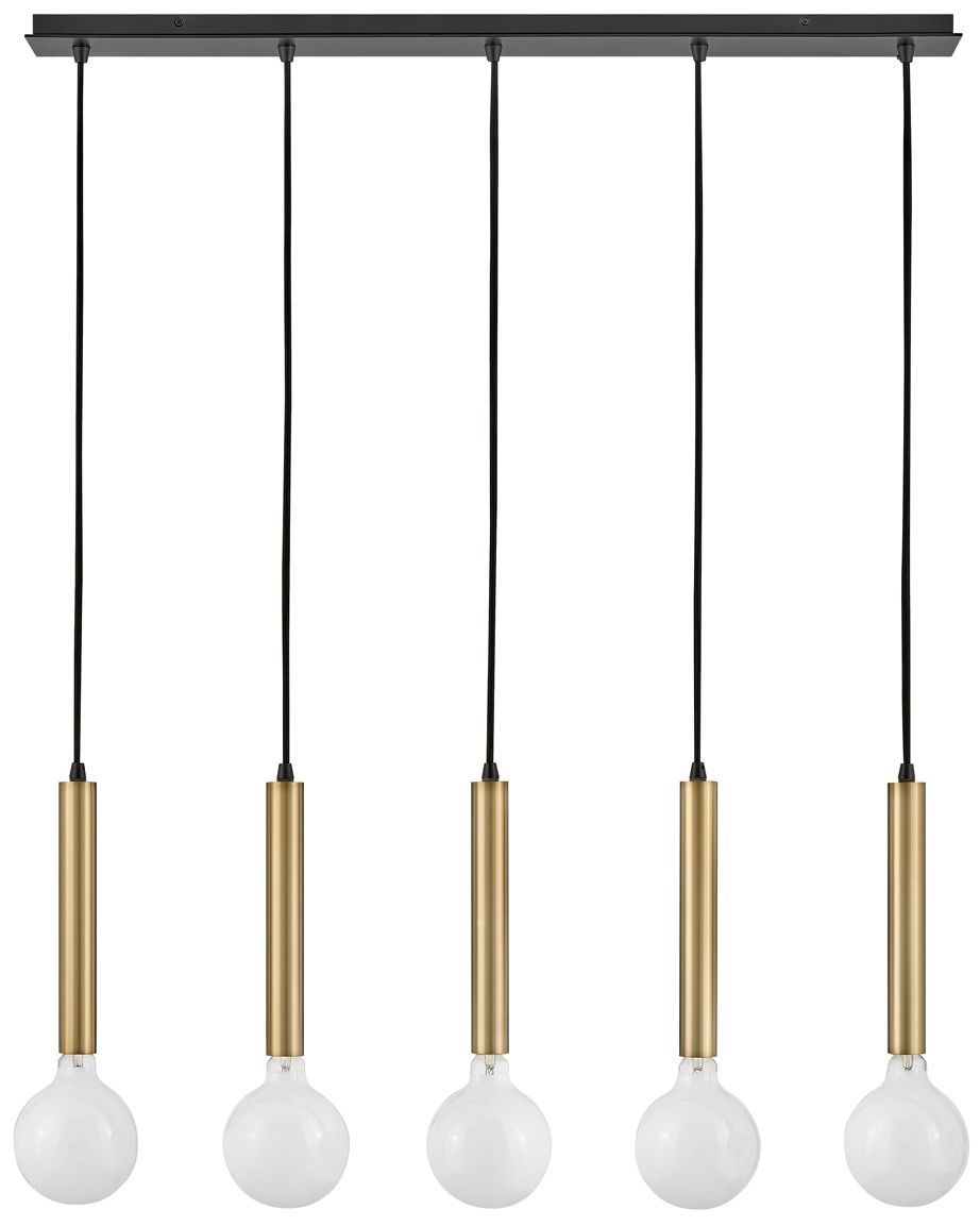 Lark Bobbie Large Five Light Linear Chandelier 27" Lacquered Brass