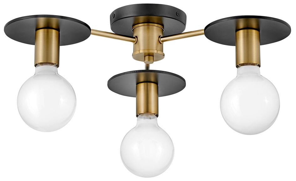 Thumbnail2 of Lark Bobbie Medium Three Light Semi Flush Mount 20" Lacquered Brass