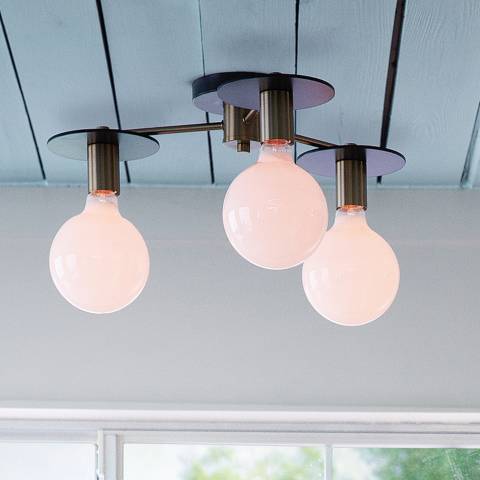 Lark Bobbie Medium Three Light Semi Flush Mount 20" Lacquered Brass ...