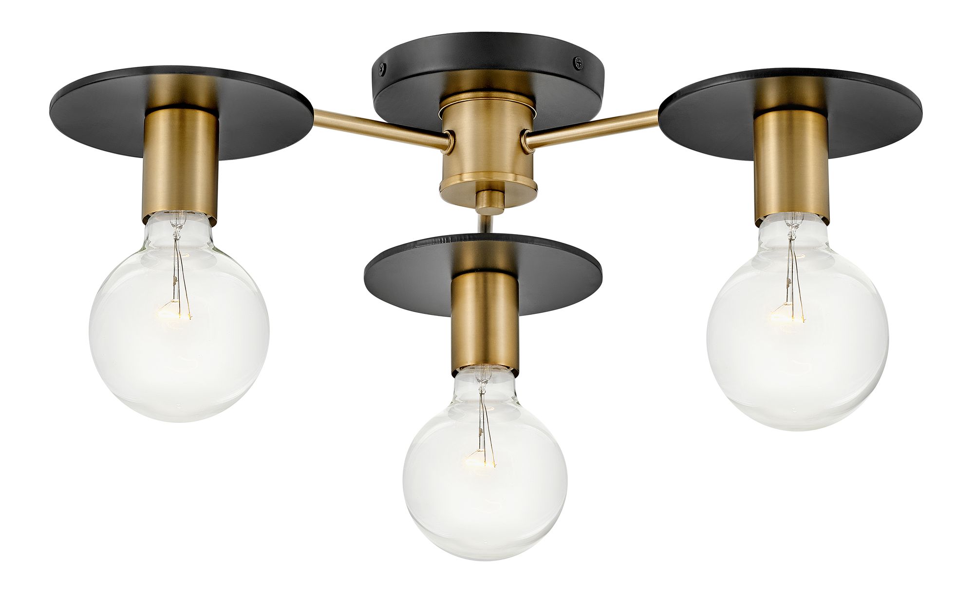 Thumbnail3 of Lark Bobbie Medium Three Light Semi Flush Mount 20" Lacquered Brass more views